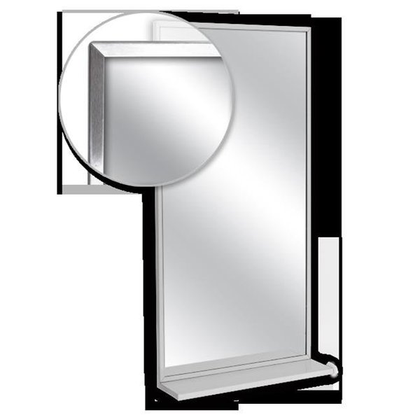 Ajw AJW U716T-1830 Channel Frame Mirror & Mounted Shelf; Tempered Glass Surface - 18 W X 30 H In. U716T-1830